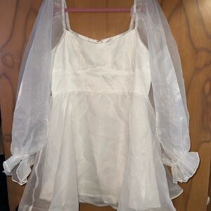 Selfie Leslie I've Got Sunshine Long Sleeve Mini Dress White